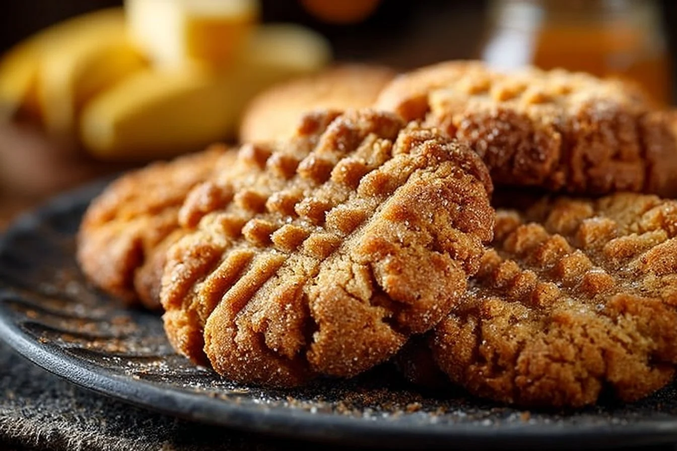 Delicious homemade banana bread cookies on a baking tray