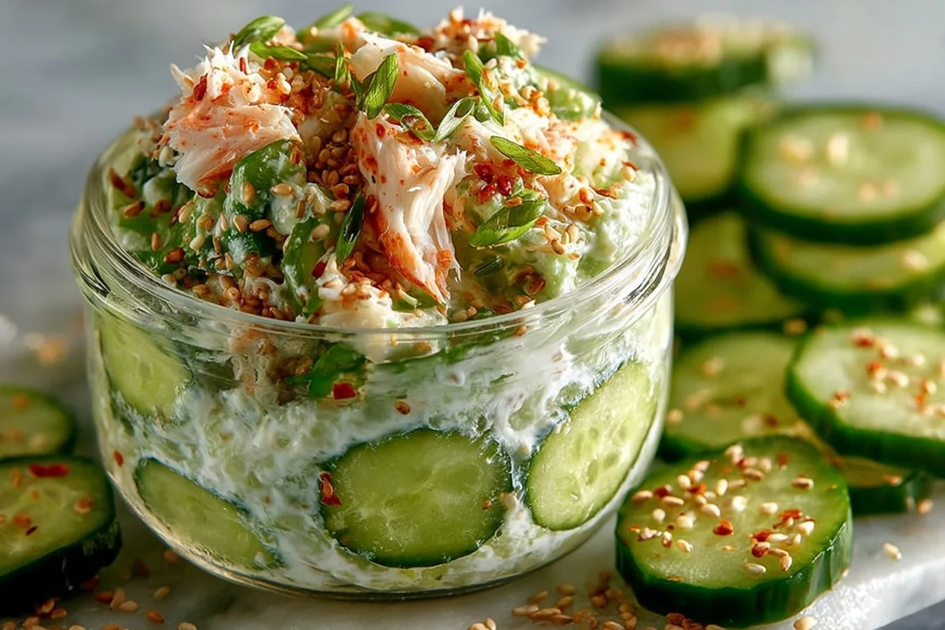 Easy California Roll Salad with cucumbers and imitation crab