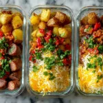 A variety of colorful make-ahead breakfast bowls filled with nutritious ingredients.