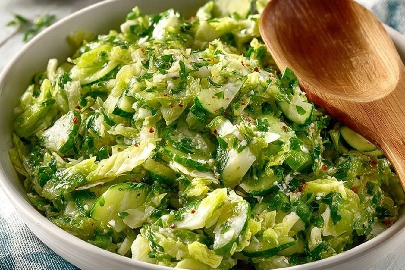 Fresh and colorful Green Goddess Salad with leafy greens and creamy dressing