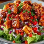 Honey Hot Chicken Salad served with fresh greens and a spicy honey dressing