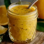 Honey Lemon Vinaigrette dressing poured over a fresh salad