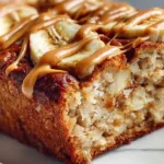 Delicious slice of honey vanilla banana bread on a wooden board