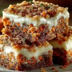 Delicious carrot cake cream cheese bars topped with a creamy frosting