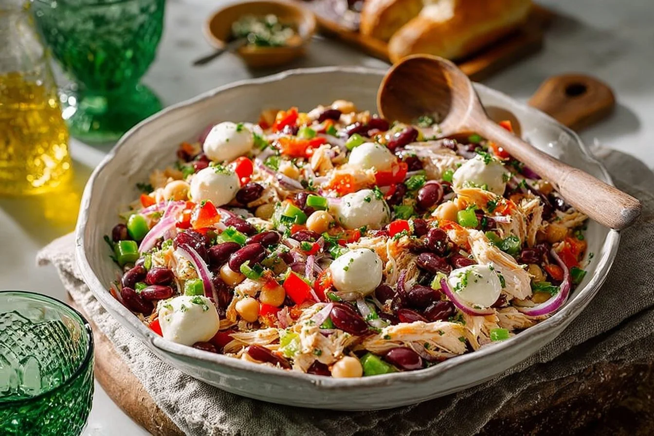 Delicious Italian Grinder Bean Salad with fresh vegetables and beans