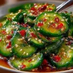 Delicious Korean Cucumber Salad served in a bowl with fresh ingredients