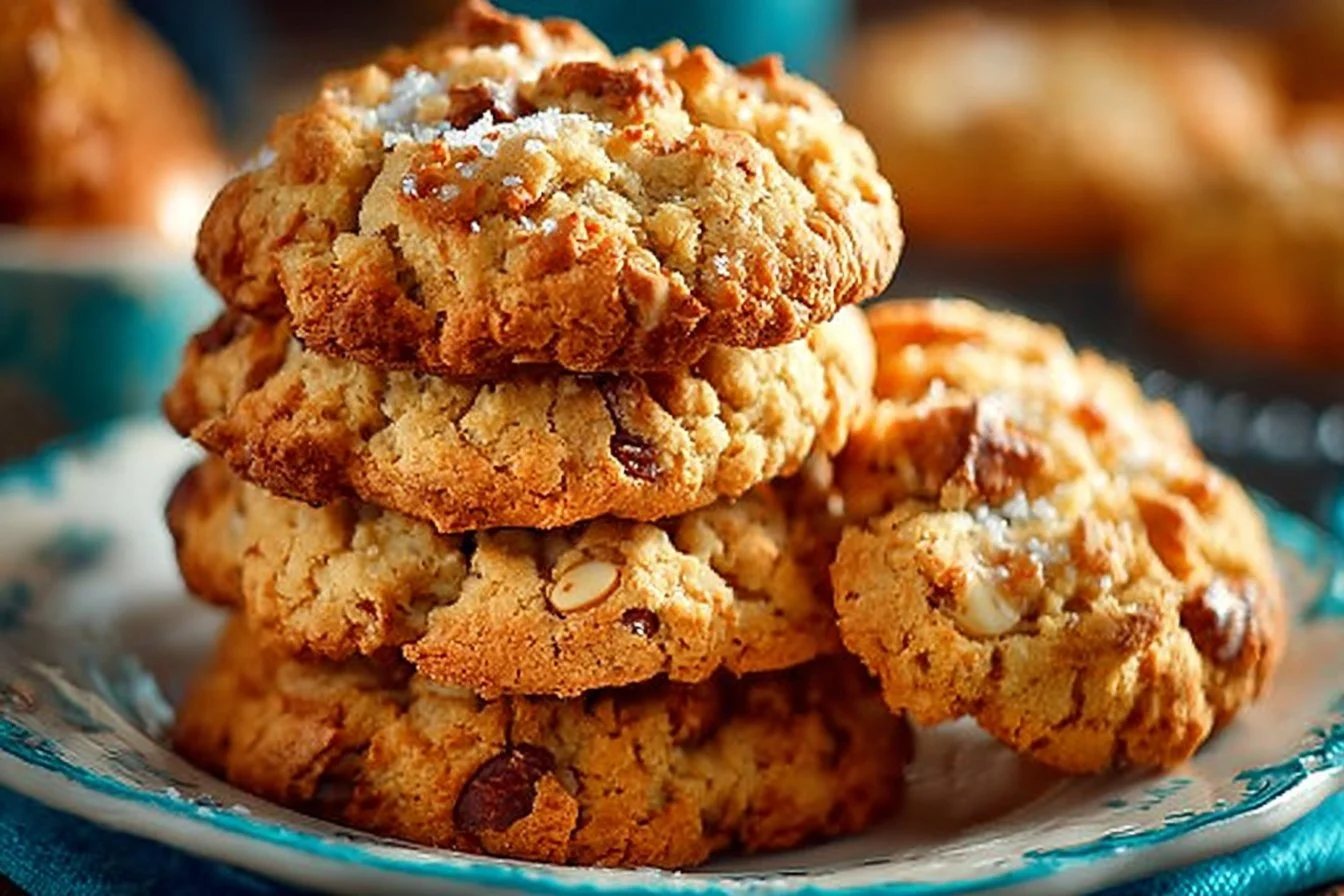 Loaded butterscotch toffee pecan cookies with a rich, chewy texture.