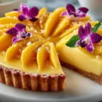 Delicious mango curd tart with a buttery crust and vibrant mango topping
