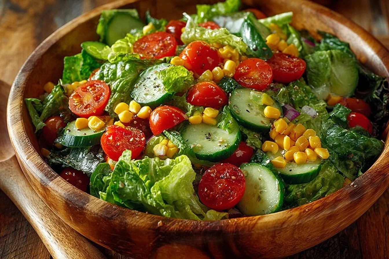 Colorful Mexican Chopped Salad with fresh vegetables and dressing