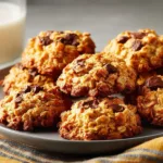 Delicious no-sugar-added oatmeal cookies arranged on a plate.