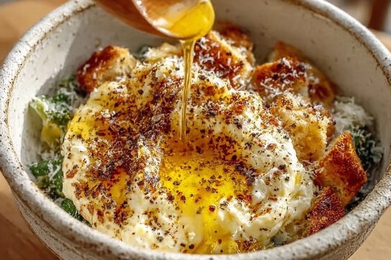 Homemade Caesar Salad Dressing in a bowl with fresh ingredients