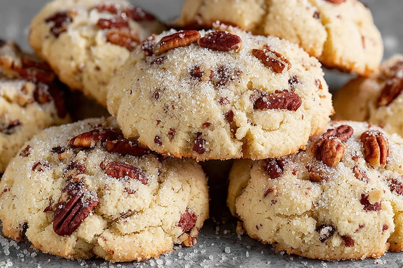 Delicious homemade Pecan Sandies cookies on a plate