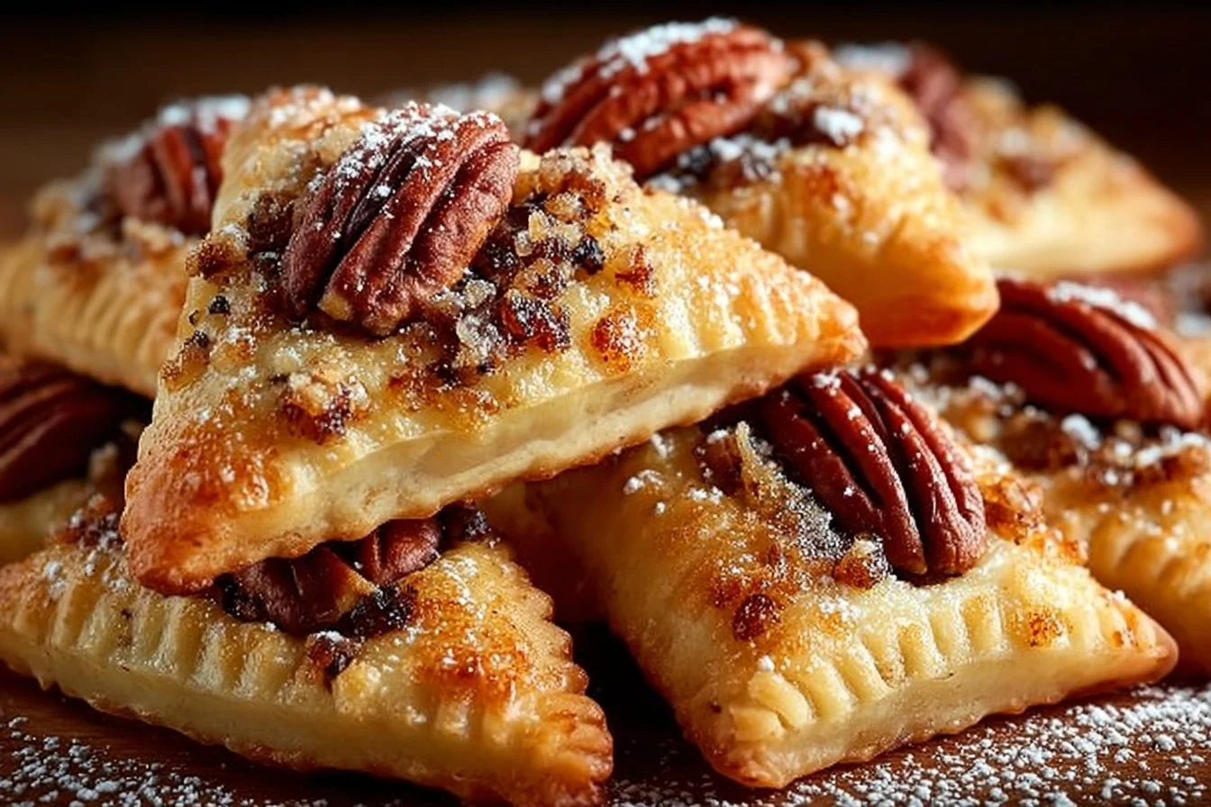 Delicious cinnamon pecan pie crust cookies on a baking sheet