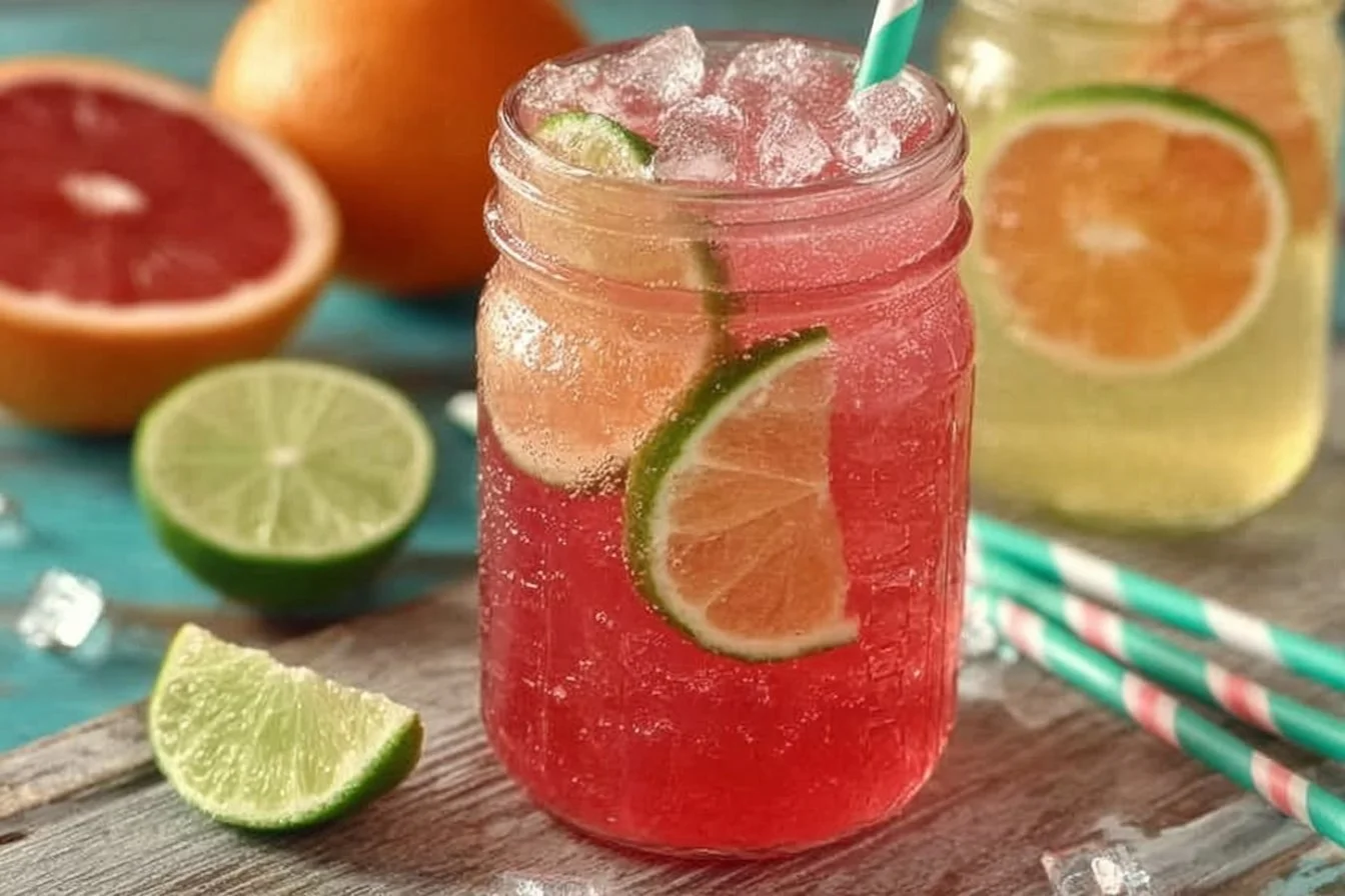 Refreshing mocktail served in a glass with fruit garnishes