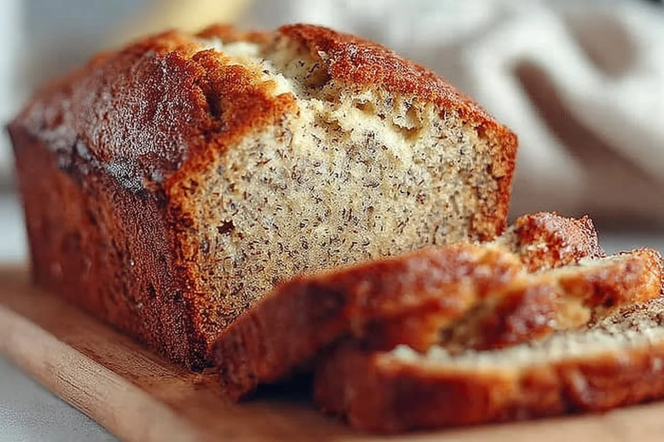 Deliciously moist sour cream banana bread baked to perfection