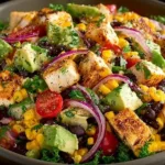 Delicious Southwest Chicken Salad with fresh vegetables and grilled chicken