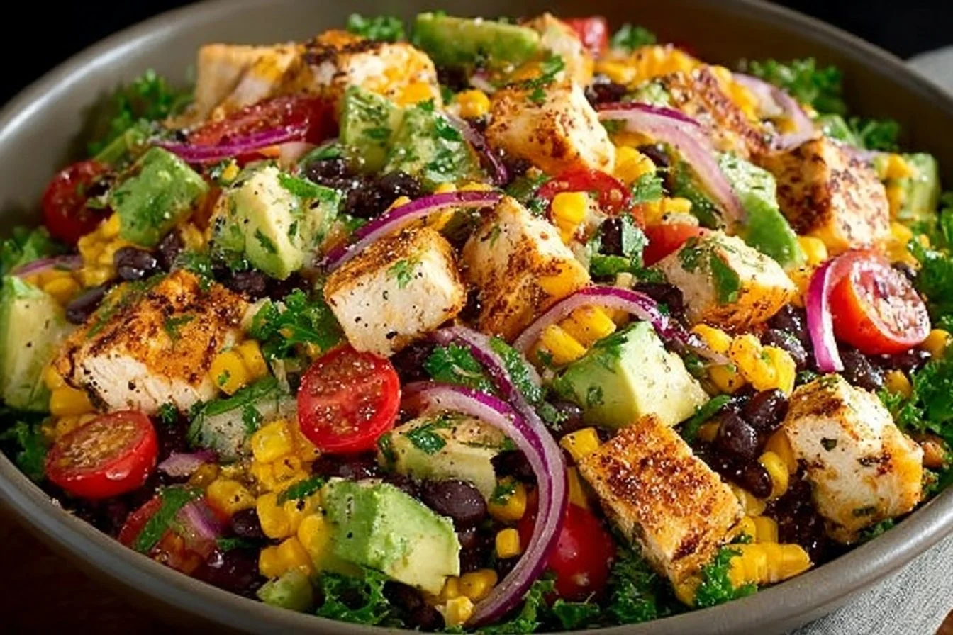 Delicious Southwest Chicken Salad with fresh vegetables and grilled chicken