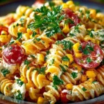 Delicious Street Corn Pasta Salad with fresh ingredients and vibrant colors