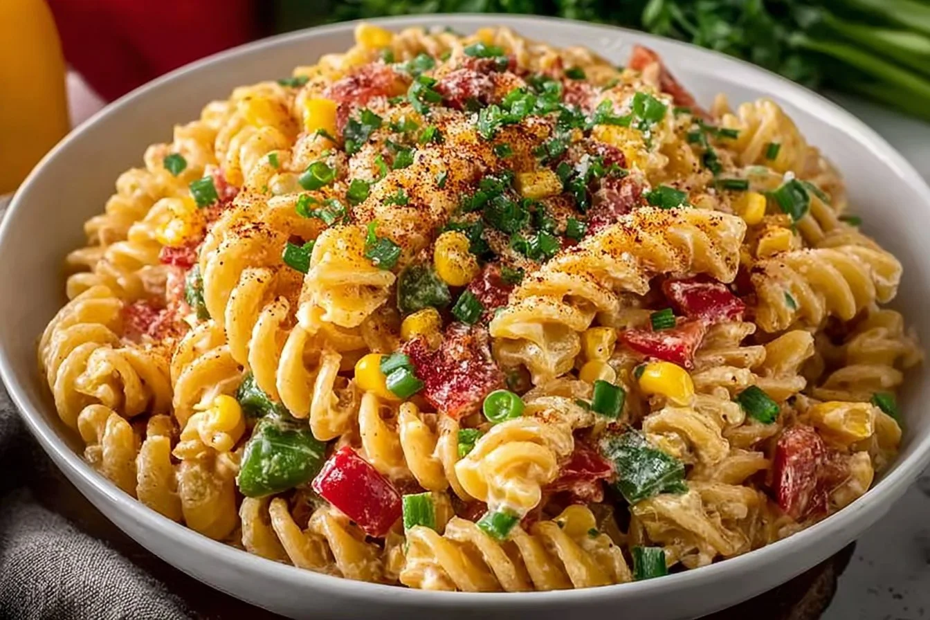 Colorful Taco Pasta Salad with fresh vegetables and toppings