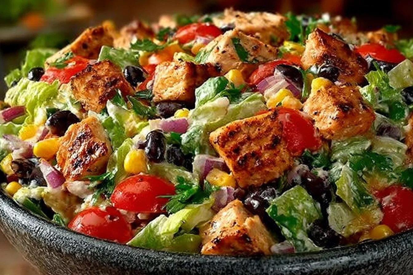 Delicious Tex-Mex chopped chicken salad loaded with fresh ingredients