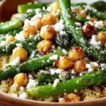 Asparagus Chickpea Quinoa Salad with fresh vegetables and a lemon dressing