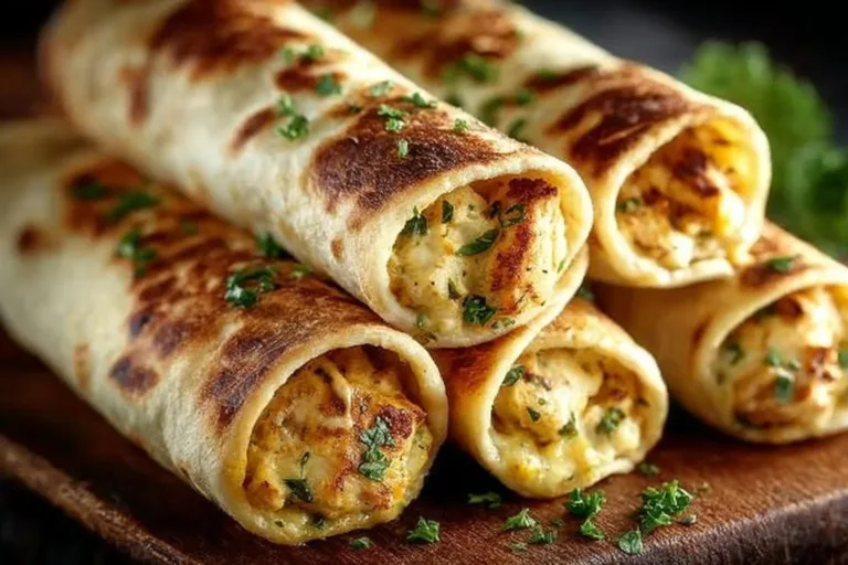 Crispy baked chicken taquitos served with salsa and guacamole