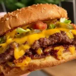 Homemade cheeseburger with fresh toppings and a perfectly grilled patty.