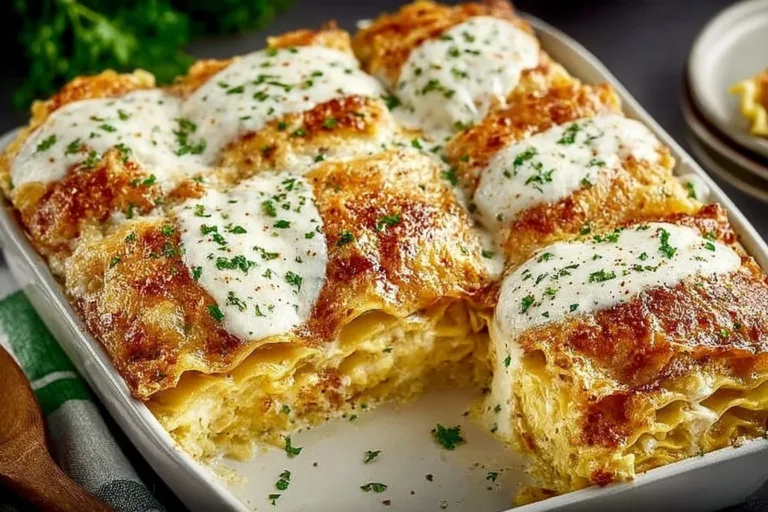 Delicious Chicken Alfredo Lasagna Roll Ups served on a plate