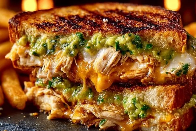 Delicious Chicken Avocado Melt Sandwich with chicken and avocado on toasted bread