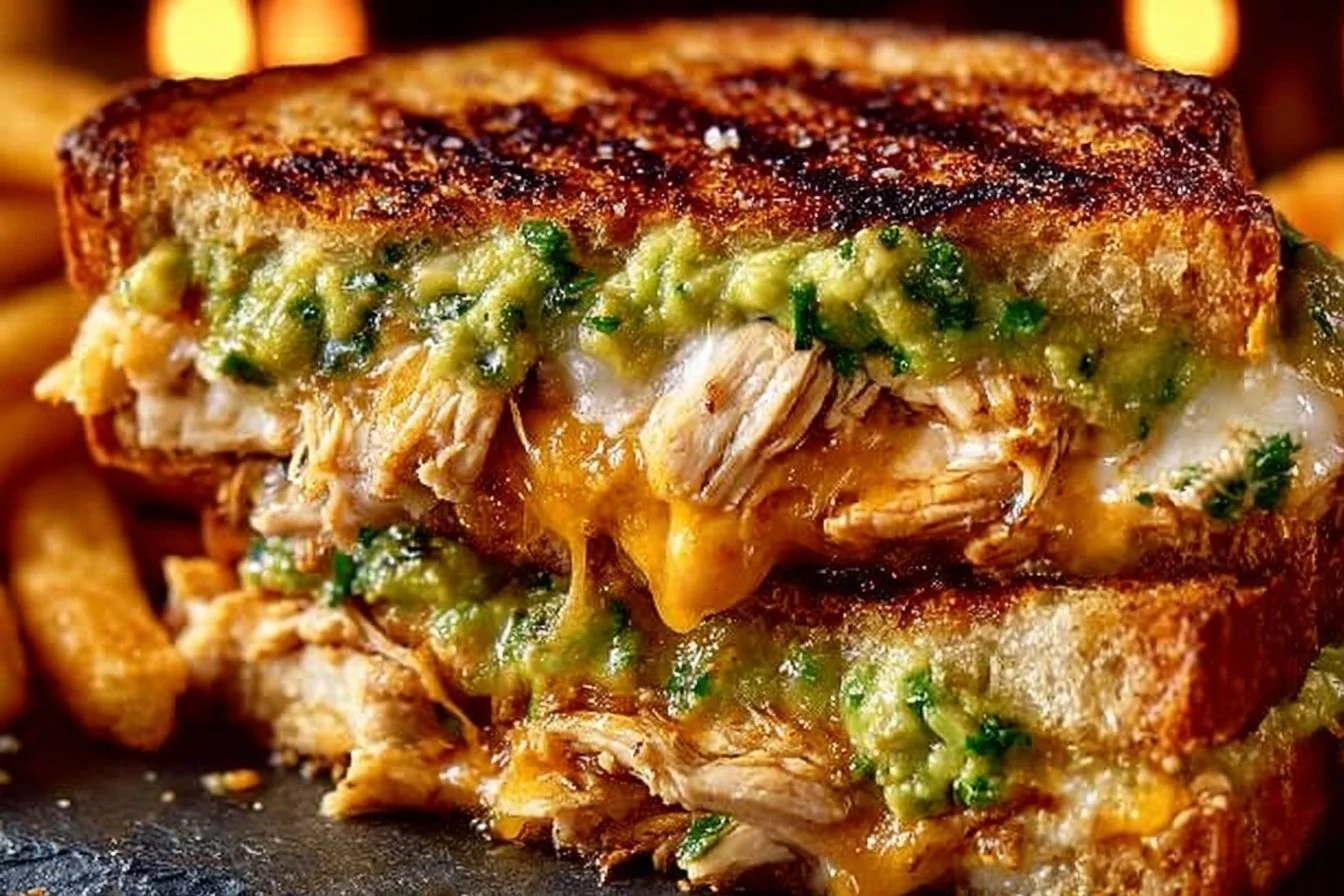 Delicious Chicken Avocado Melt Sandwich with chicken and avocado on toasted bread