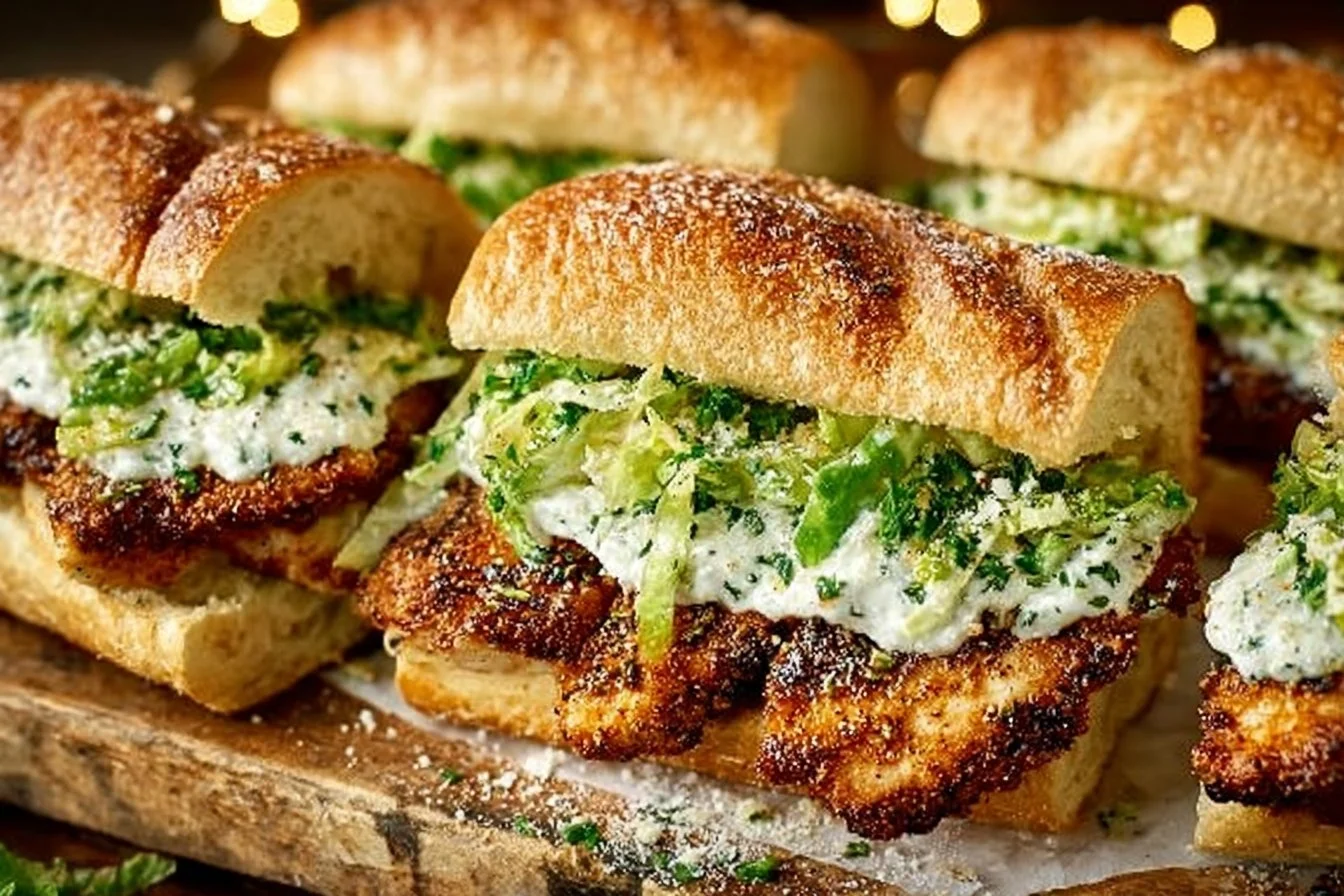 Chicken Caesar Sandwich with crispy chicken, lettuce, and Caesar dressing