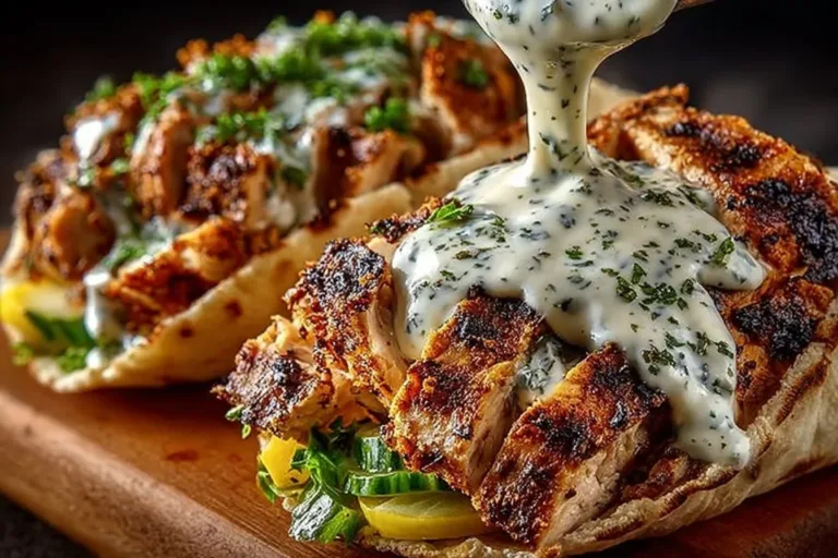 Delicious Chicken Shawarma served with fresh vegetables and sauce