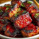 Delicious Chinese BBQ Pork served with rice and vegetables