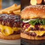 Juicy classic smashed burger with crispy edges on a plate ready to eat.