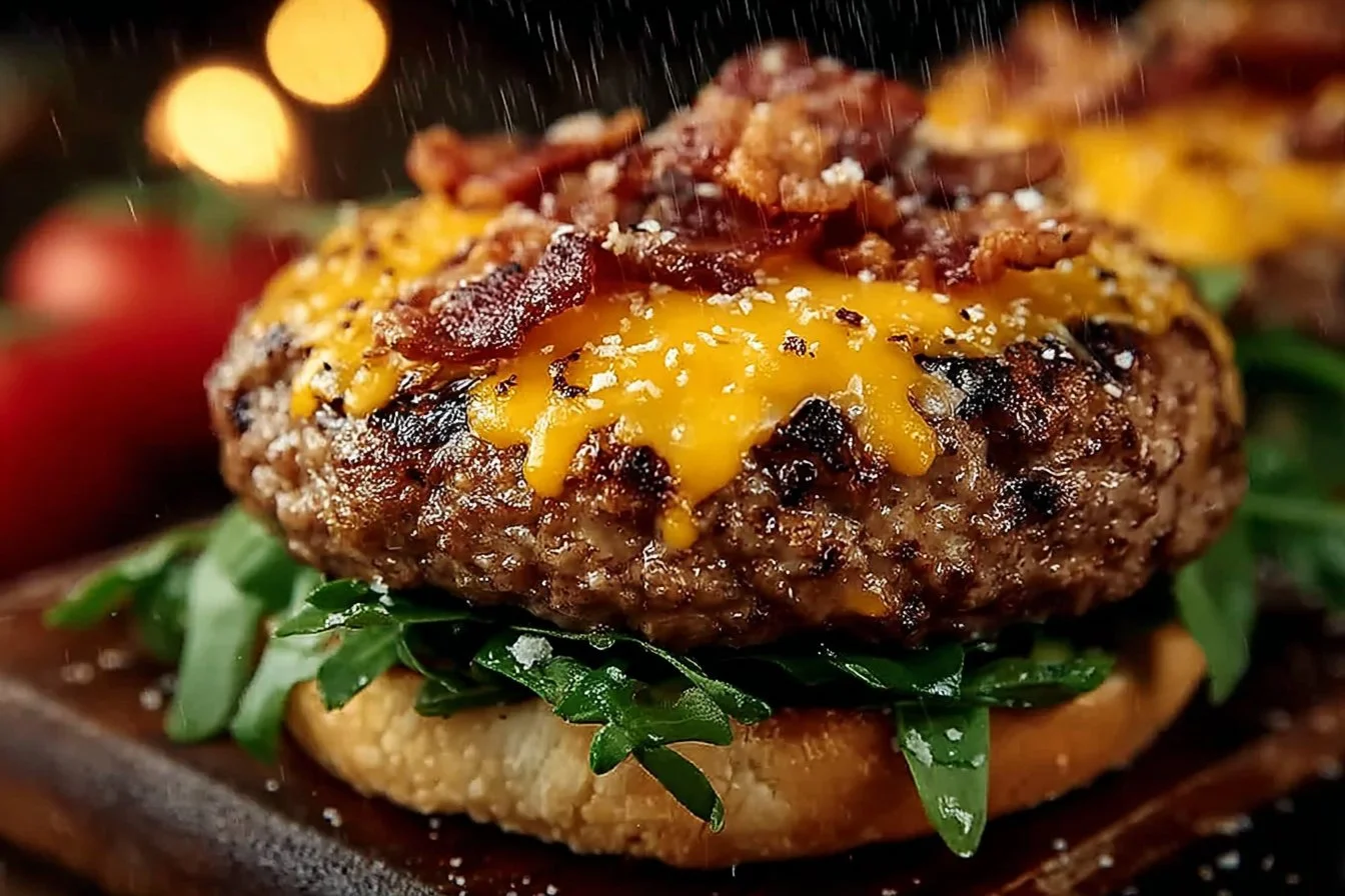 Delicious Crack Burgers topped with fresh ingredients and served on a toasted bun.