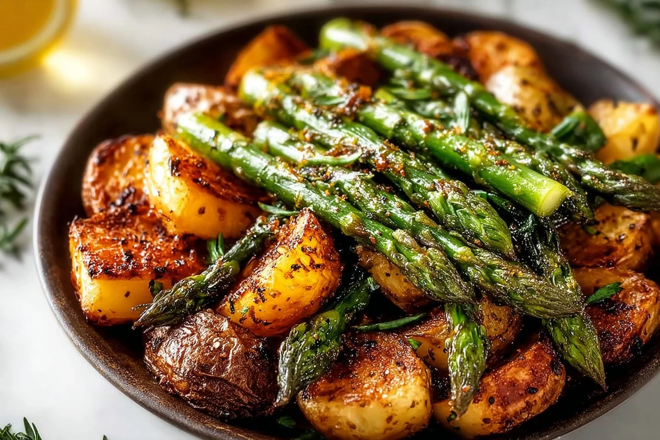 Crispy Oven Roasted Potatoes and Asparagus