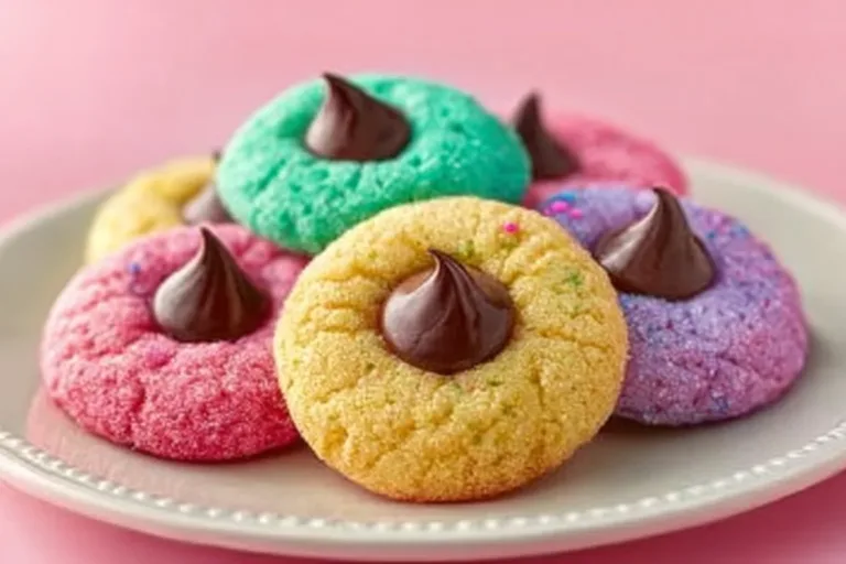 Plate of colorful Easter Blossom Cookies with frosting and sprinkles
