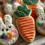 Delicious Easter Carrot Cookies decorated with colorful icing