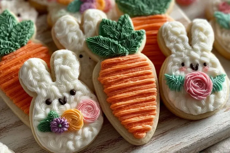 Delicious Easter Carrot Cookies decorated with colorful icing