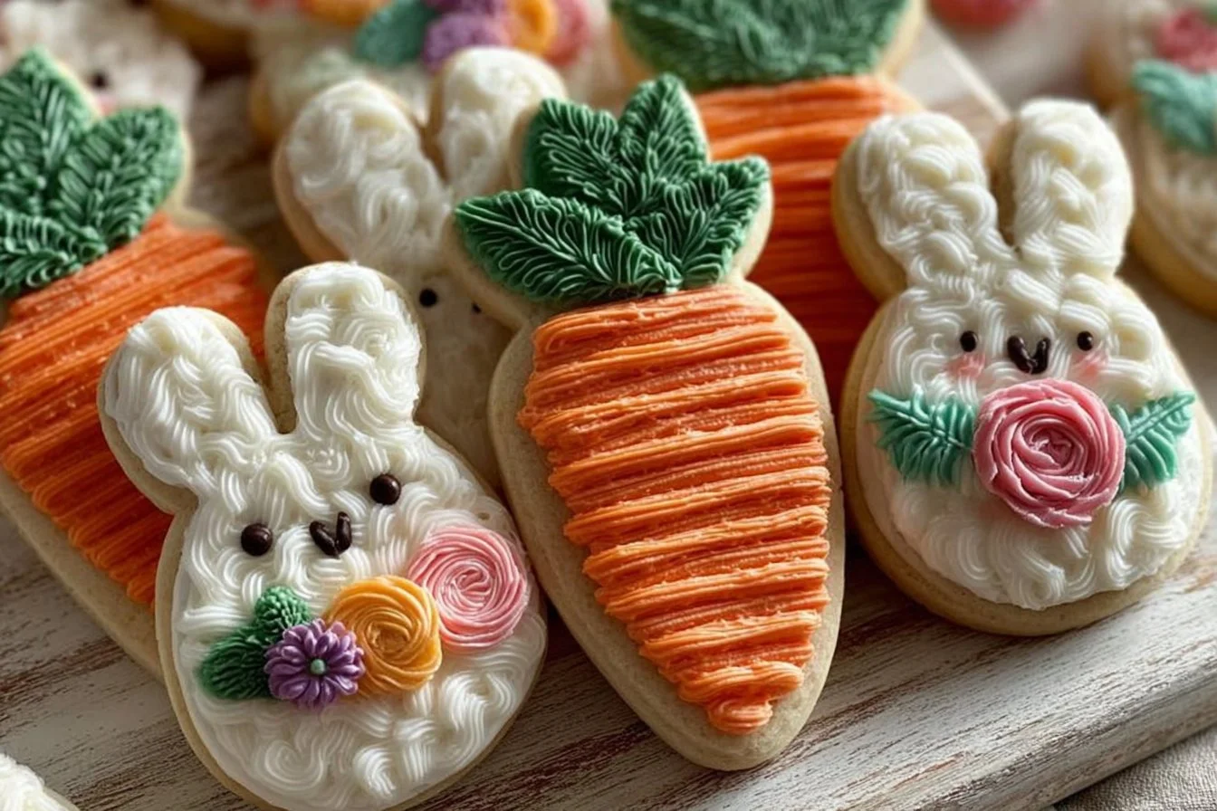 Delicious Easter Carrot Cookies decorated with colorful icing