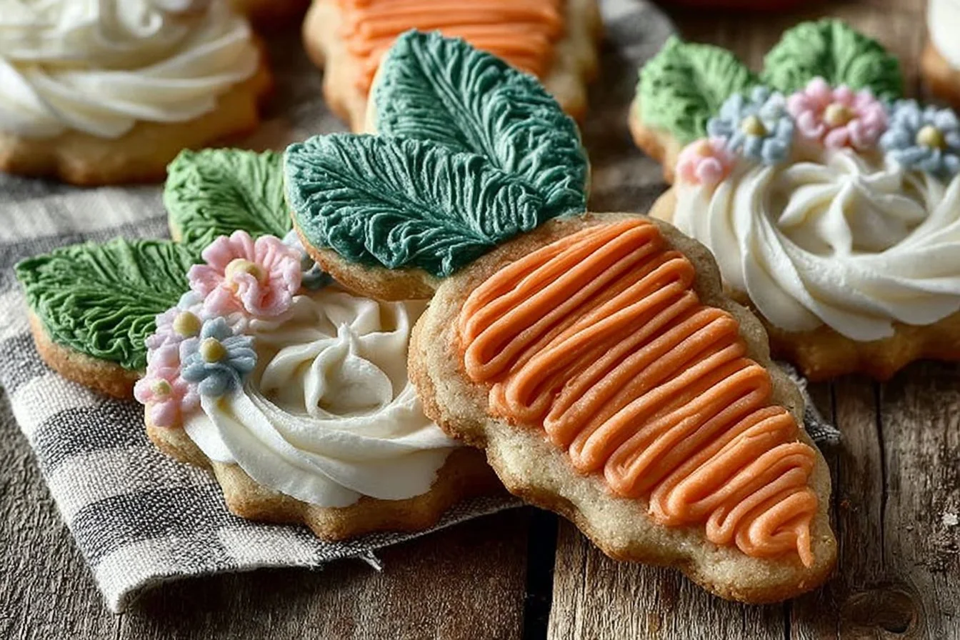 Easter Carrot Cookies with Buttercream Decorating