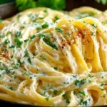 Delicious homemade easy Alfredo sauce served over pasta