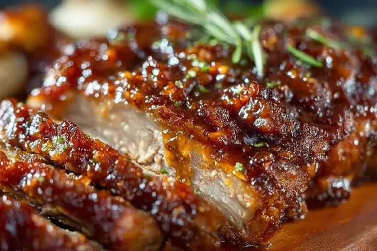 Delicious fall off the bone ribs with rich barbecue sauce