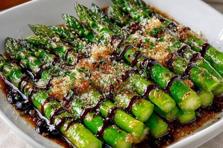 Fresh and flavorful asparagus cooked to perfection on a white plate
