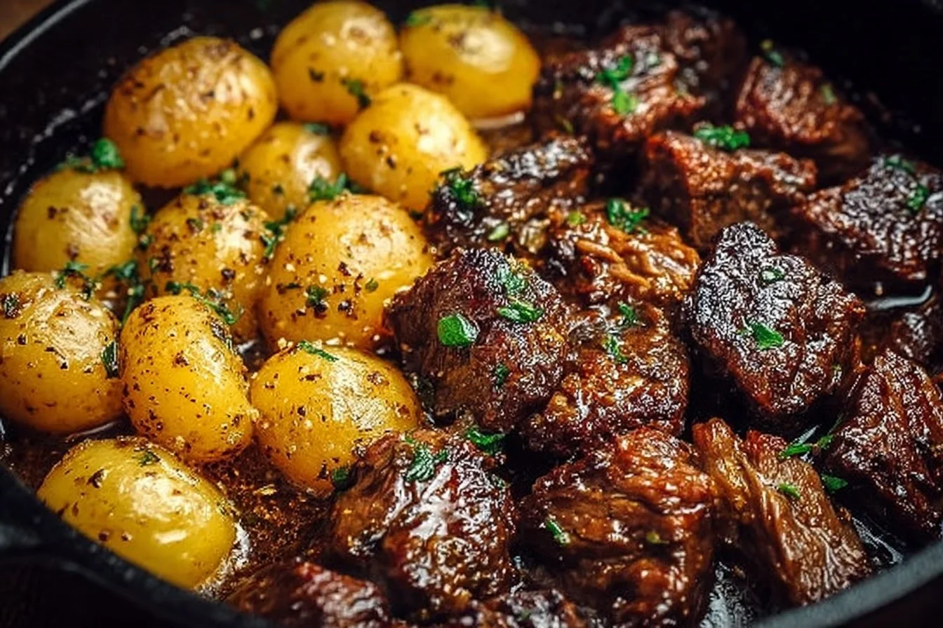 Garlic Butter Beef Bites with Potatoes