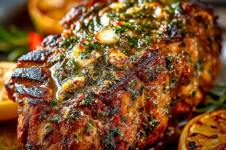 Juicy slow roasted lamb shoulder served with vegetables