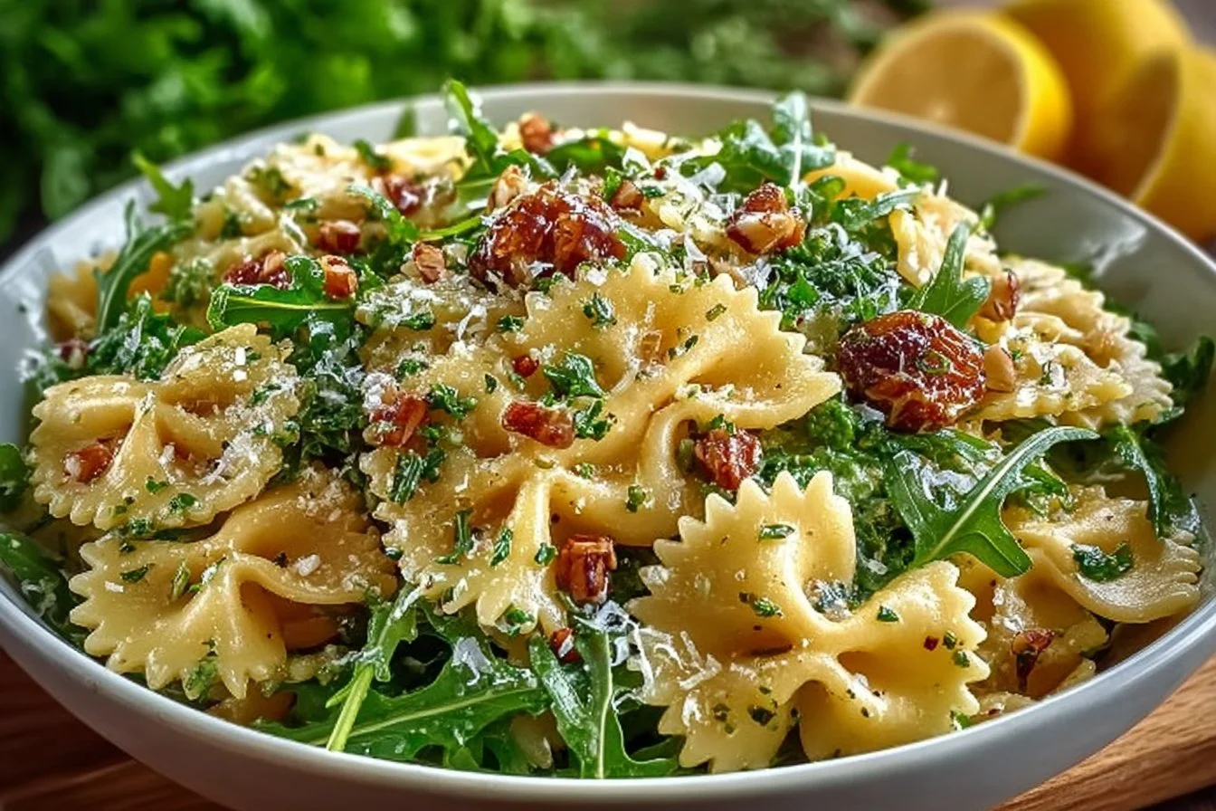 Lemon Arugula Pasta Salad with fresh ingredients and vibrant colors
