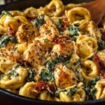 Delicious Marry Me Chicken Tortellini topped with herbs and creamy sauce
