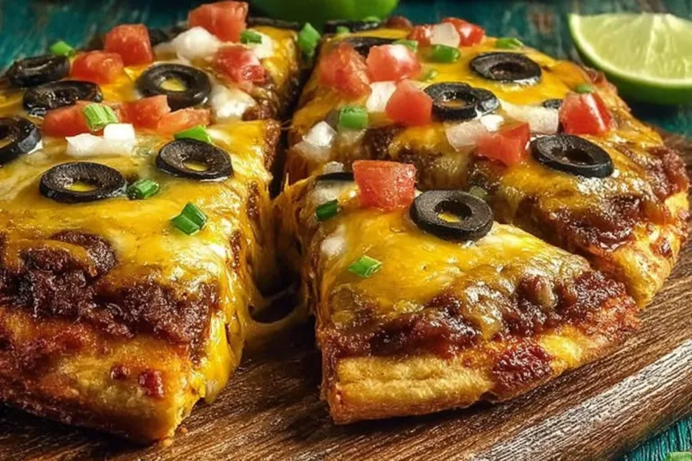 Delicious homemade Mexican pizza topped with fresh ingredients.