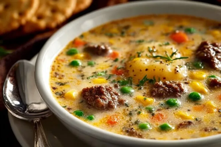 Delicious Shepherd's Pie Soup with vegetables and meaty goodness